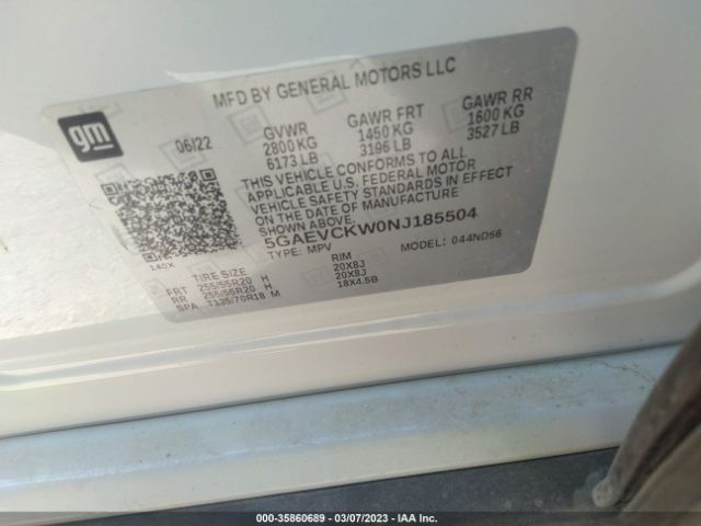 5GAEVCKW0NJ185504 Buick Enclave Avenir