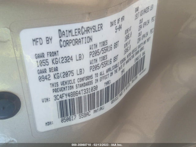 Chrysler Pt Cruiser 2004 3C4FY48B64T331030 Image 10