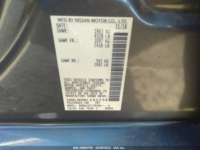 Nissan Altima 2.5 S 2019 1N4BL4BV0KC141934 Image 10