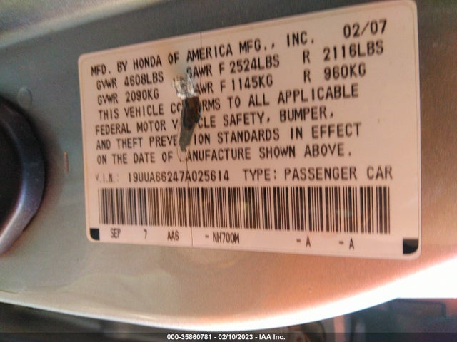 Acura TL 2007 19UUA66247A025614 Image 10