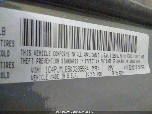 1C4PJMLB5KD389584 Jeep Cherokee Latitude Plus