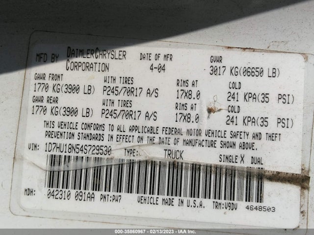 Dodge Ram 1500 Slt 2004 1D7HU18N54S729530 Image 10