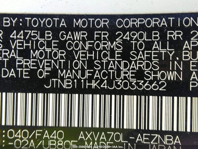 2018 Toyota Camry, VIN: JTNB11HK4J3033662
