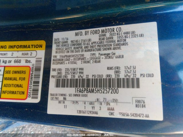 1FA6P8AM5H5257200 Ford Mustang V6