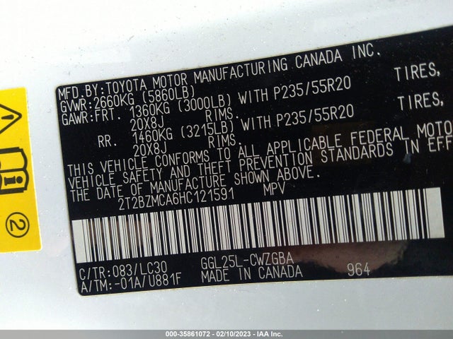 2T2BZMCA6HC121591 Lexus Rx Rx 350
