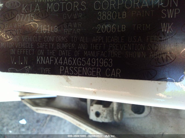 2016 Kia Forte, VIN: KNAFX4A6XG5491963