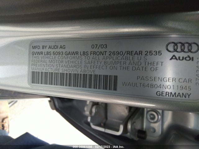 WAULT64B04N011945 Audi A6 3.0l