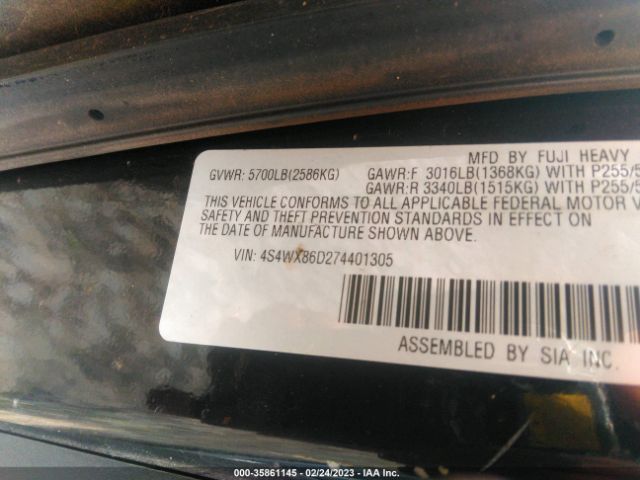 4S4WX86D274401305 Subaru B9 Tribeca 7-pass Ltd