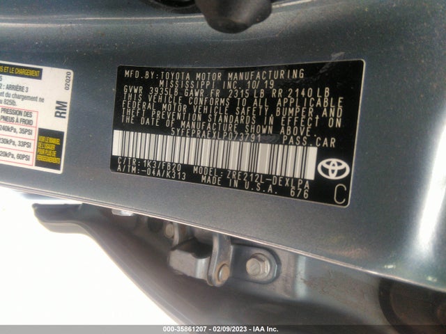 Toyota COROLLA LE 2020 5YFEPRAEXLP073791 Image 10