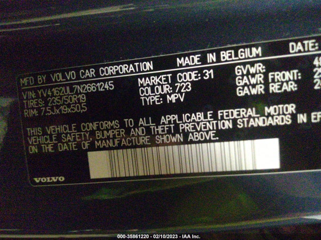 2022 Volvo XC40, VIN: YV4162UL7N2661245