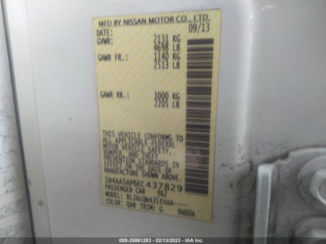 1N4AA5AP6EC437829 Nissan Maxima 3.5 S