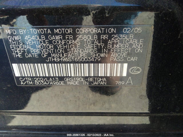 JTHBH96S165003479 Lexus GS 300