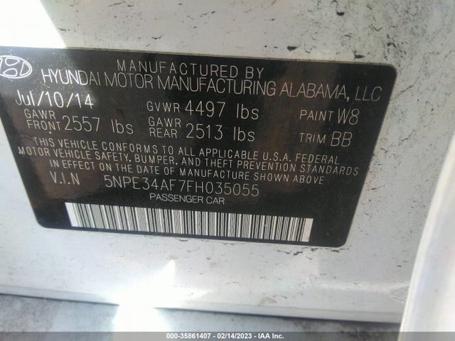 2015 Hyundai Sonata, VIN: 5NPE34AF7FH035055