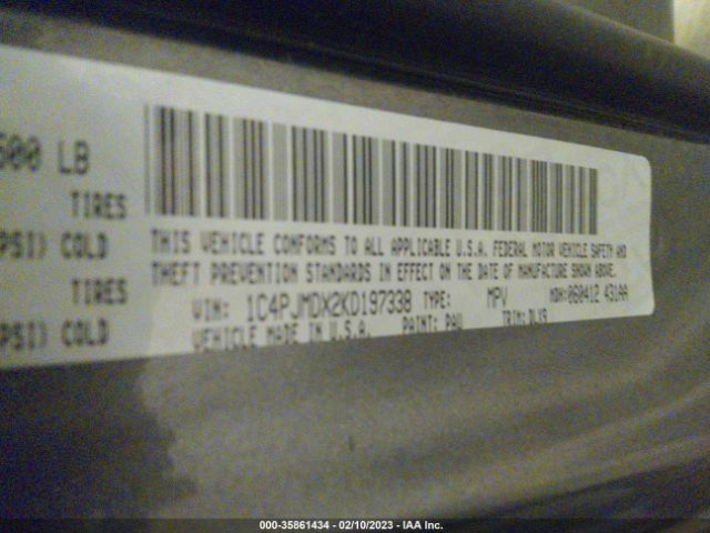 1C4PJMDX2KD197338 Jeep Cherokee Limited
