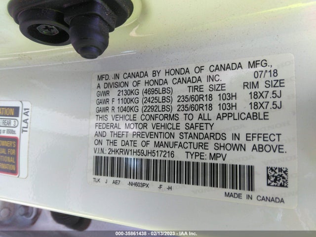 Honda CR-V EX 2018 2HKRW1H59JH517216 Image 9