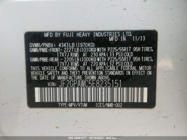 JF2GPAWC5E8235151 Subaru Xv Crosstrek Premium