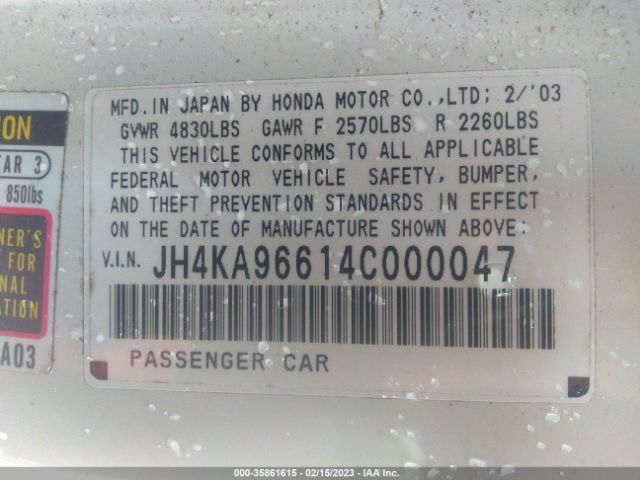 JH4KA96614C000047 Acura Rl W/navigation System