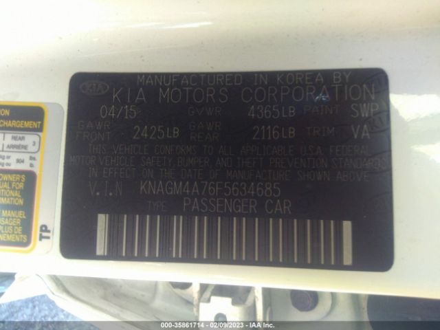 KNAGM4A76F5634685 KIA Optima Lx