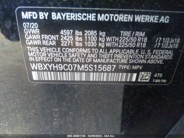 2021 BMW X2, VIN: WBXYH9C07M5S15687
