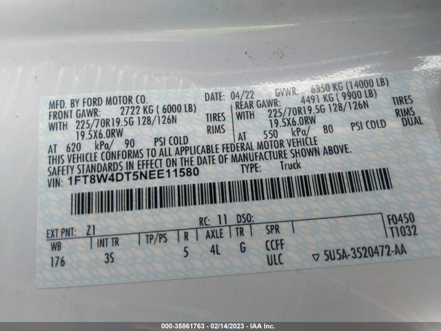 2022 Ford F-450, VIN: 1FT8W4DT5NEE11580