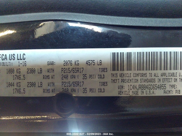 1C4NJRBB4GD654055 Jeep Patriot Sport
