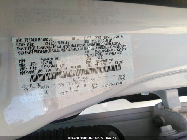 1FADP3R44HL224411 Ford FOCUS ELECTRIC