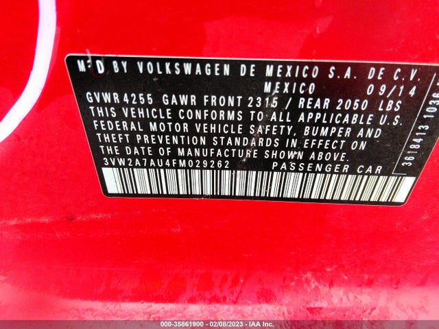 3VW2A7AU4FM029262 Volkswagen Golf Tdi Se