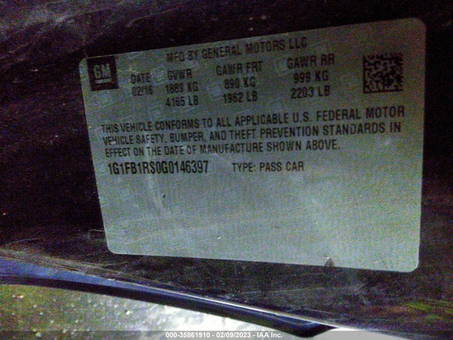Chevrolet Camaro 1lt 2016 1G1FB1RS0G0146397 Image 10