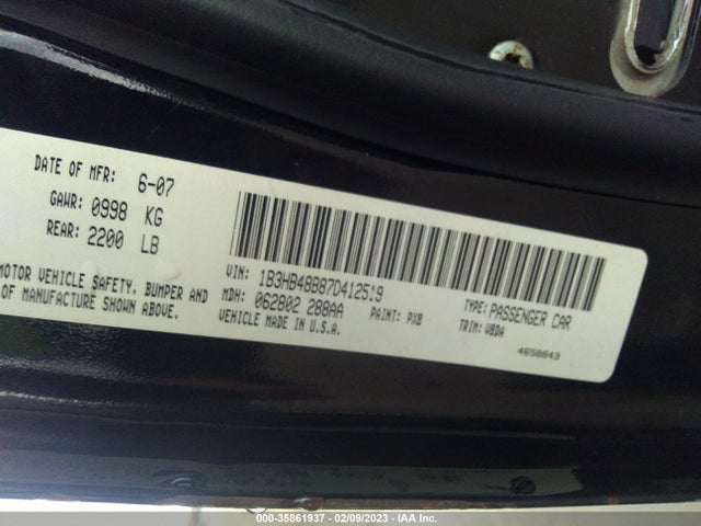 Dodge Caliber Sxt 2007 1B3HB48B87D412519 Image 9