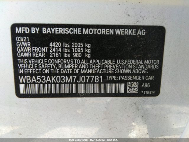 WBA53AK03M7J07781 BMW 2 Series 228i