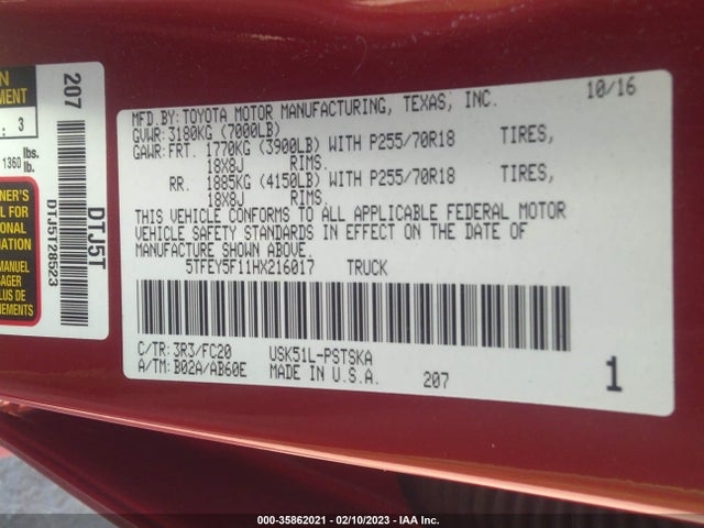 2017 Toyota Tundra, VIN: 5TFEY5F11HX216017