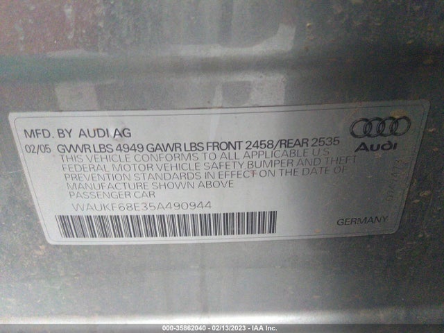WAUKF68E35A490944 Audi A4 2.0T