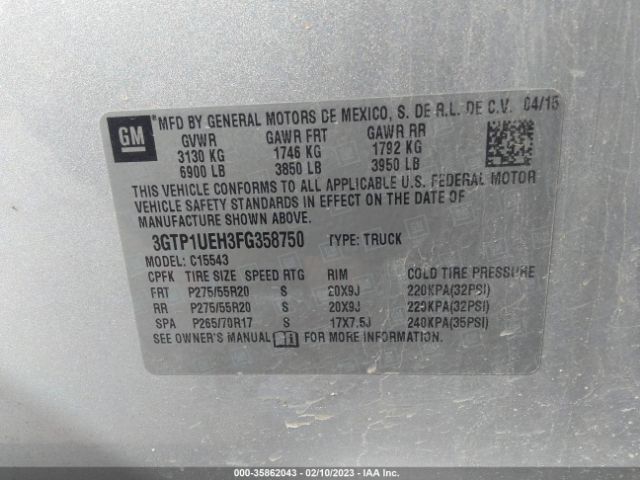 3GTP1UEH3FG358750 GMC Sierra 1500 Sle