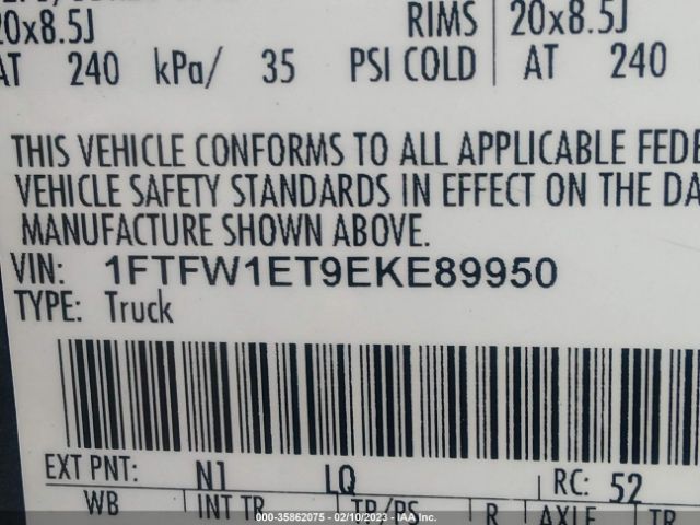 1FTFW1ET9EKE89950 Ford F-150 Xl/xlt/fx4/lariat