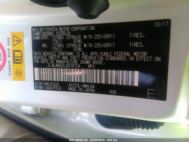 2018 Lexus NX, VIN: JTJBJRBZ0J2078724
