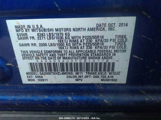 4A4AR4AU8FE014770 Mitsubishi Outlander Sport Se