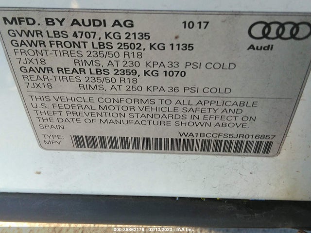 WA1BCCFS5JR016857 Audi Q3 Premium/sport Premium