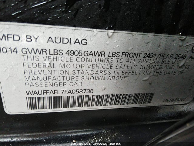 2015 Audi A4, VIN: WAUFFAFL7FA058736