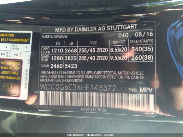 WDC0G6EBXHF143372 Mercedes-Benz Glc Amg Glc 43