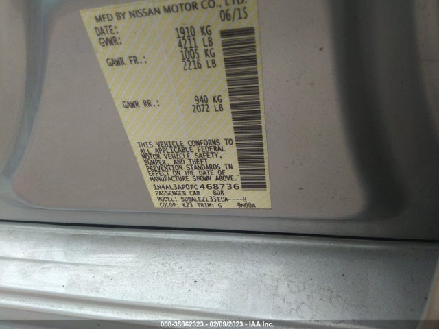 Nissan Altima 2.5 S 2015 1N4AL3AP0FC468736 Image 10
