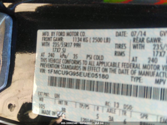 Ford ESCAPE SE 2014 1FMCU9G95EUE05180 Image 10