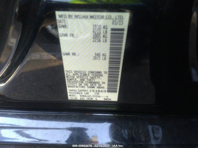 Nissan Altima 2.5 S 2015 1N4AL3AP9FC293869 Image 9