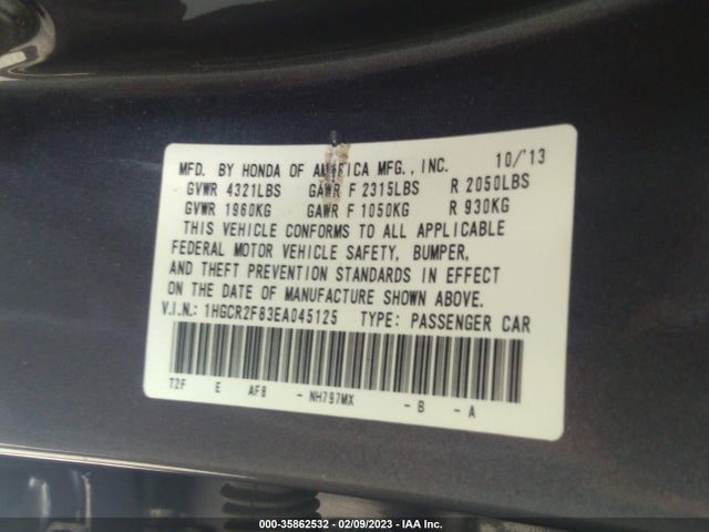 Honda Accord Sedan Ex-l 2014 1HGCR2F83EA045125 Image 10