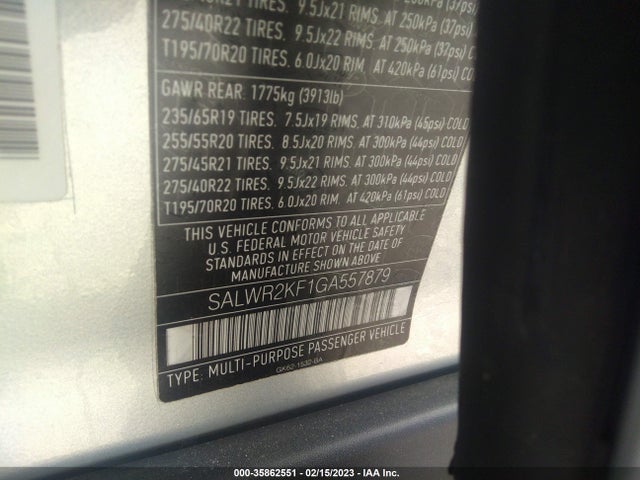 2016 Land Rover Range Rover Sport, VIN: SALWR2KF1GA557879