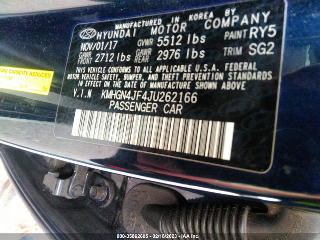 Genesis G80 5.0l Ultimate 2018 KMHGN4JF4JU262166 Image 10