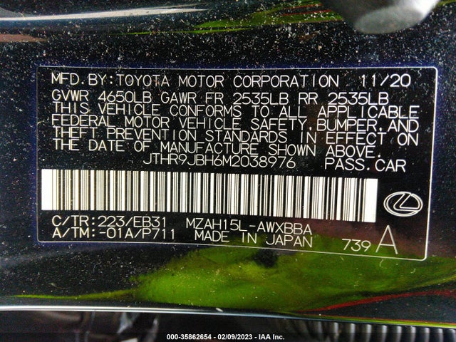 Lexus Ux Ux 250h F Sport 2021 JTHR9JBH6M2038976 Image 10