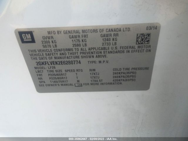 2GKFLVEK2E6280774 GMC Terrain Sle