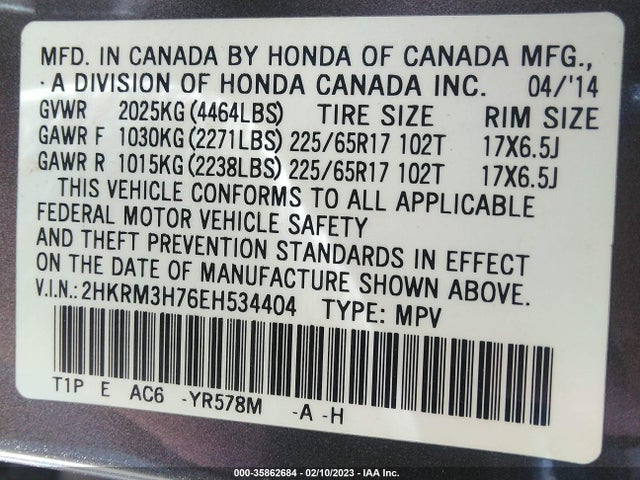 Honda Cr-v Ex-l 2014 2HKRM3H76EH534404 Image 9