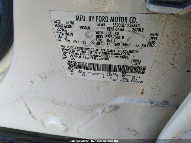 Lincoln MKX 2007 2LMDU88C37BJ26106 Image 10