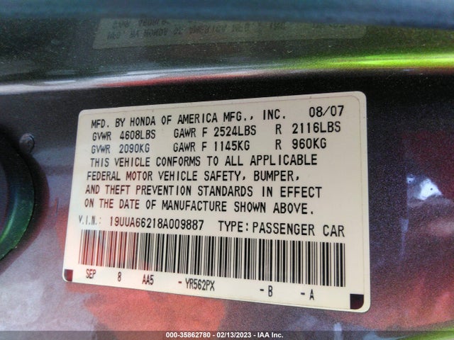 Acura TL 2008 19UUA66218A009887 Image 10